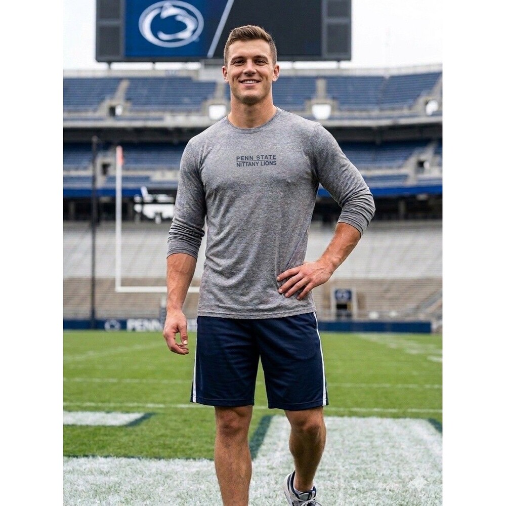 Champion Mens L Penn State Nittany Lions Long Sleeve Shirt Heather Gray NWOT